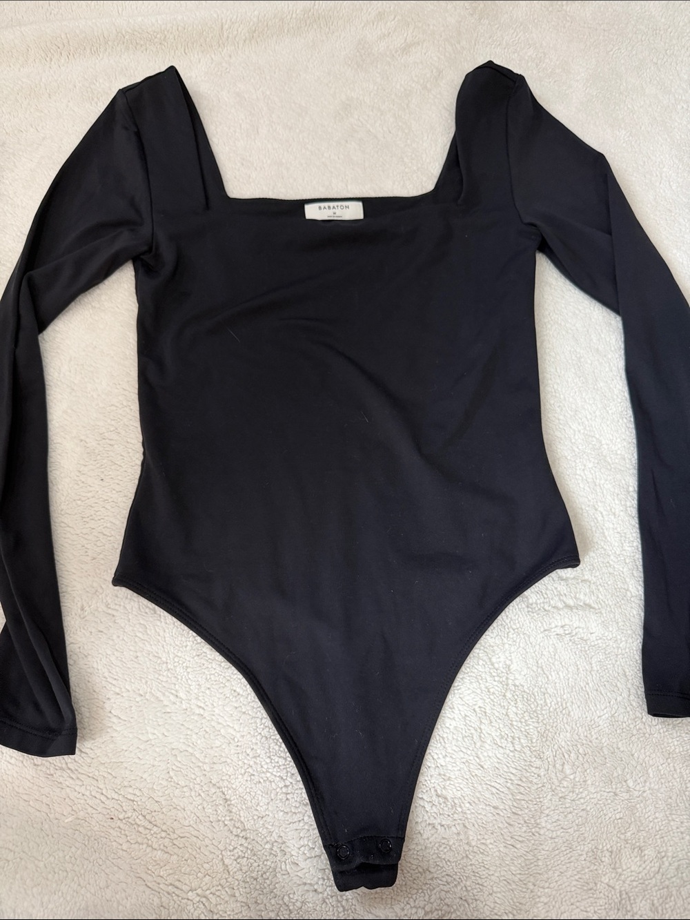Aritzia Babaton Black Long-Sleeve Square-Neck Bodysuit
